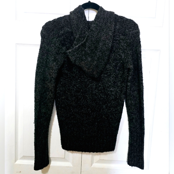 ARIZONA JEAN CO Womens Size Medium Black Button Down Chest Crop Hoodie Sweater - Picture 2 of 2